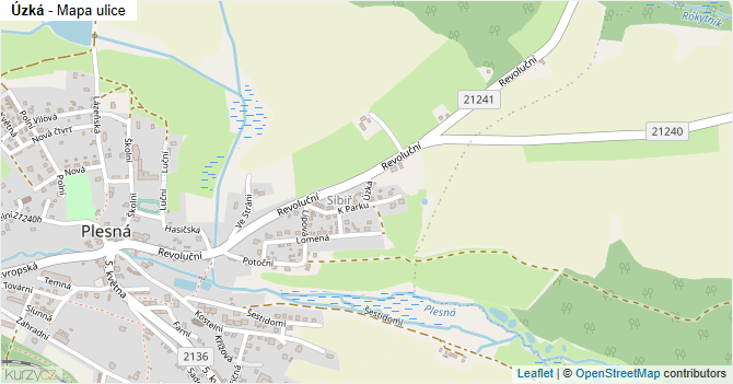 Úzká - mapa ulice