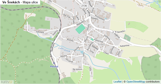 Ve Šnekách - mapa ulice