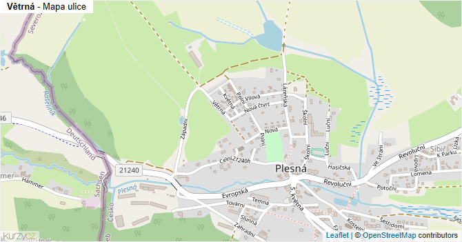 Větrná - mapa ulice