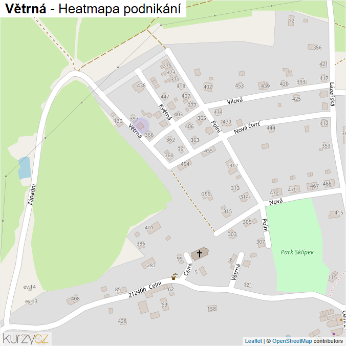 Mapa Větrná - Firmy v ulici.
