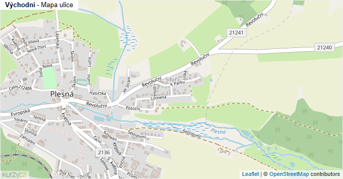 Východní - mapa ulice