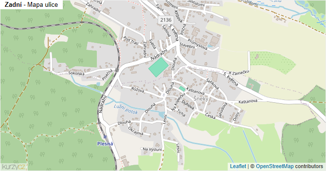 Zadní - mapa ulice