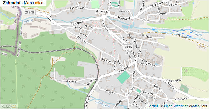 Zahradní - mapa ulice