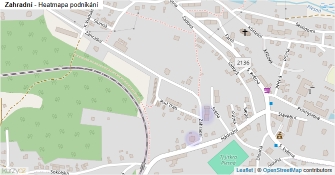 Zahradní - mapa podnikání