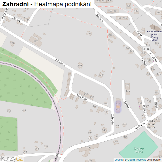 Mapa Zahradní - Firmy v ulici.