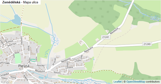 Zemědělská - mapa ulice
