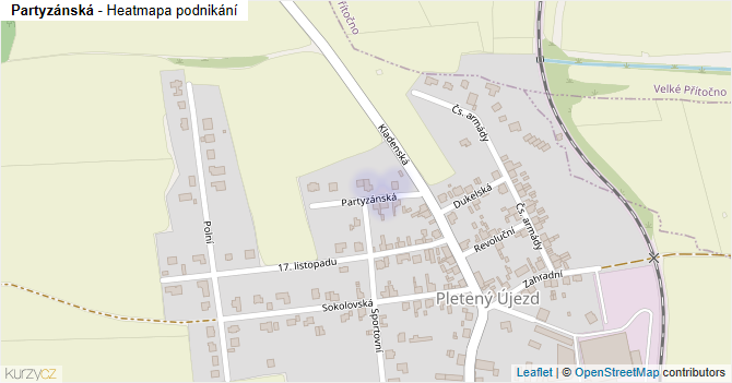 Partyzánská - mapa podnikání