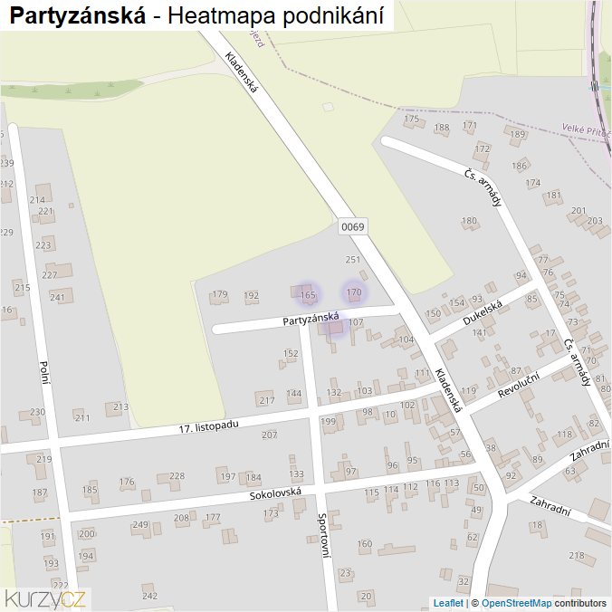 Mapa Partyzánská - Firmy v ulici.