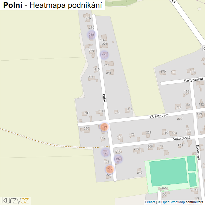 Mapa Polní - Firmy v ulici.