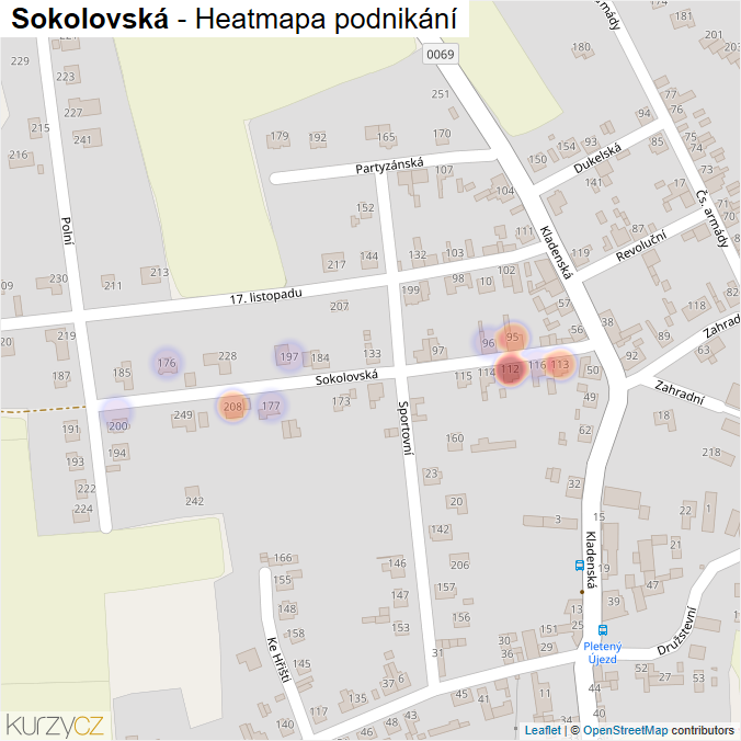 Mapa Sokolovská - Firmy v ulici.