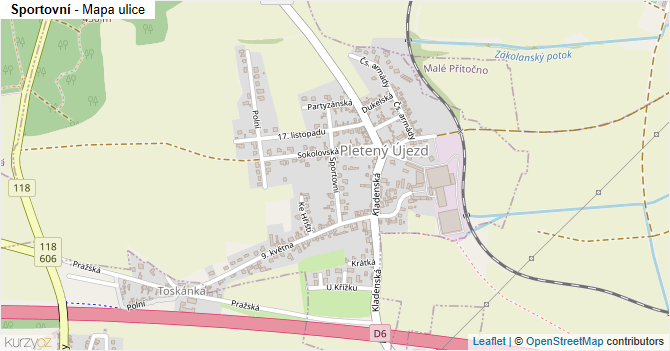 Sportovní - mapa ulice