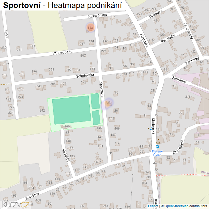 Mapa Sportovní - Firmy v ulici.
