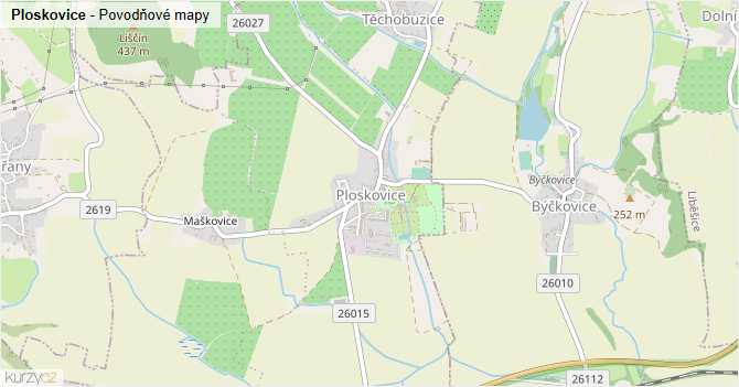Ploskovice - záplavové mapy stoleté vody
