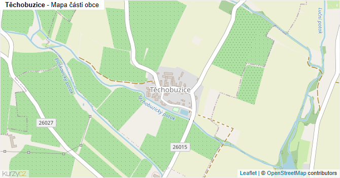 Těchobuzice - mapa části obce