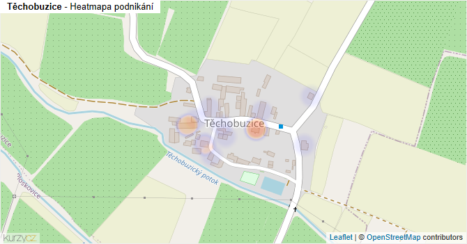 Těchobuzice - mapa podnikání