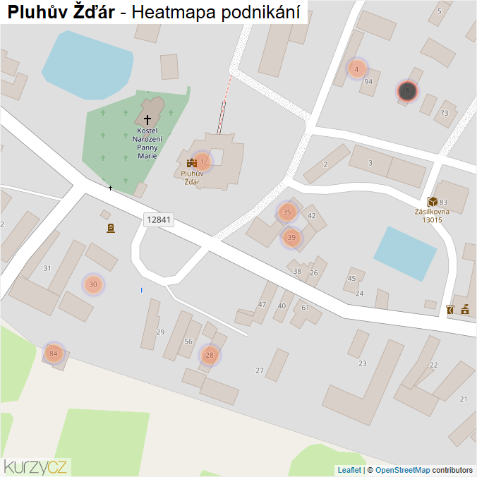 Mapa Pluhův Žďár - Firmy v obci.