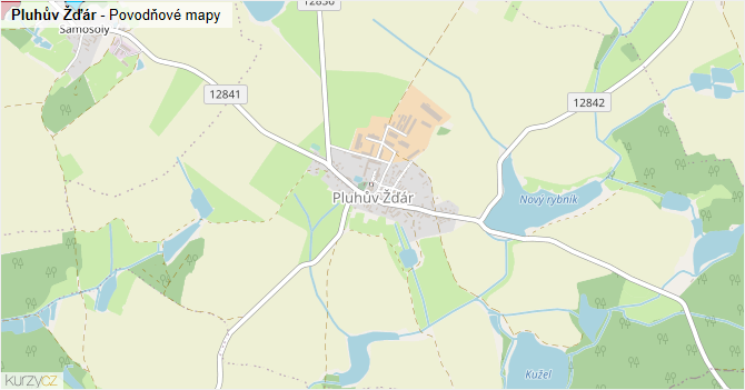 Pluhův Žďár - záplavové mapy stoleté vody