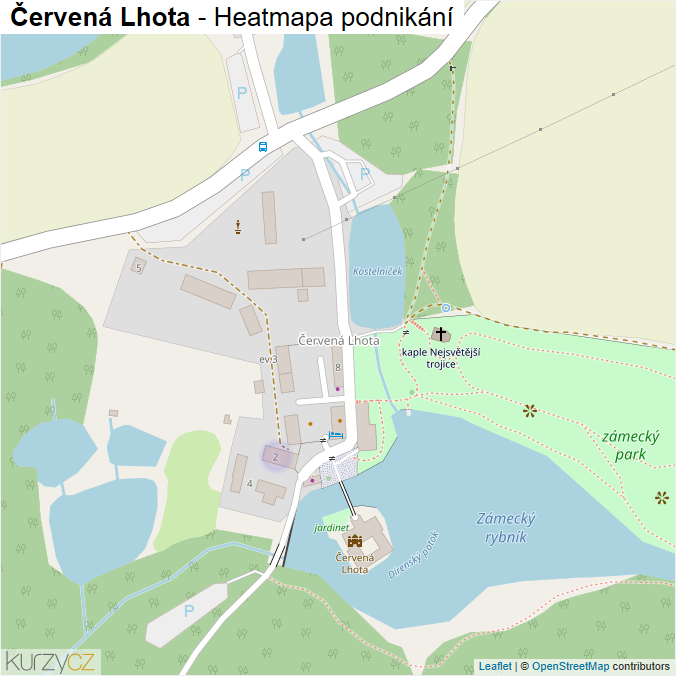 Mapa Červená Lhota - Firmy v části obce.