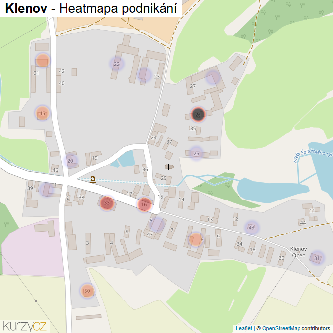 Mapa Klenov - Firmy v části obce.