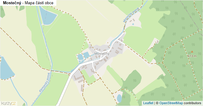 Mostečný - mapa části obce