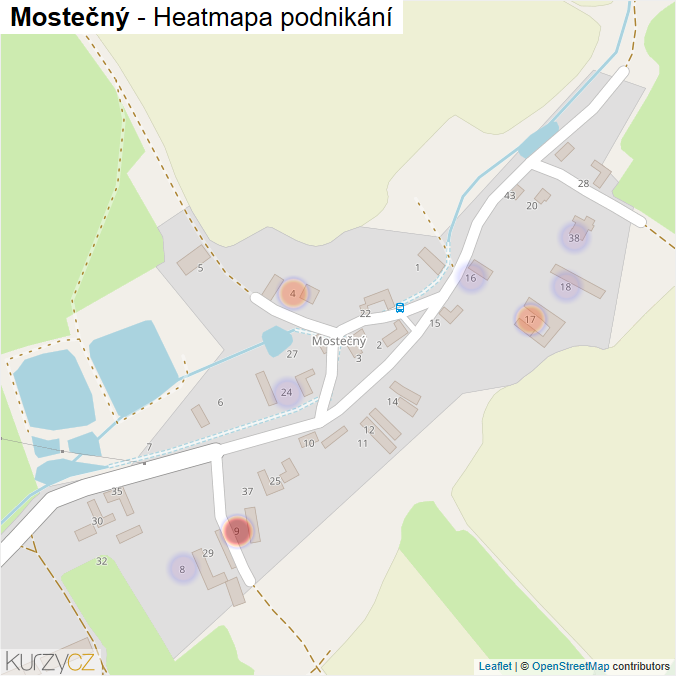 Mapa Mostečný - Firmy v části obce.