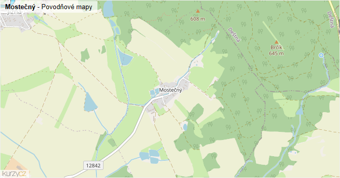 Mostečný - záplavové mapy stoleté vody
