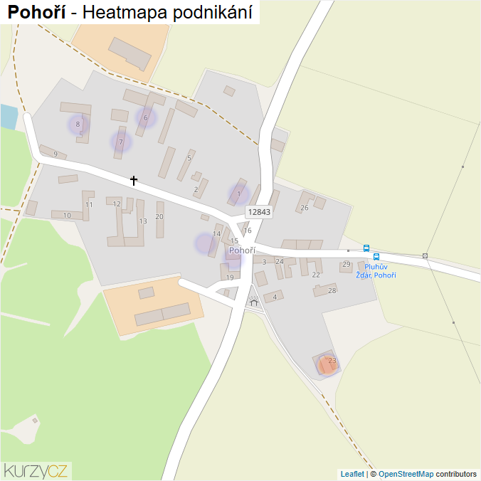 Mapa Pohoří - Firmy v části obce.