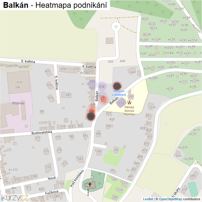 Mapa Balkán - Firmy v ulici.