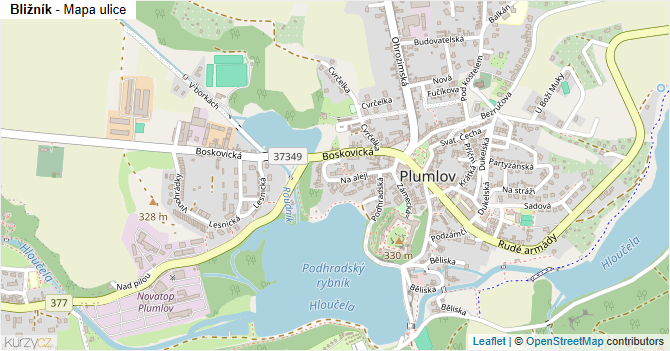 Bližník - mapa ulice