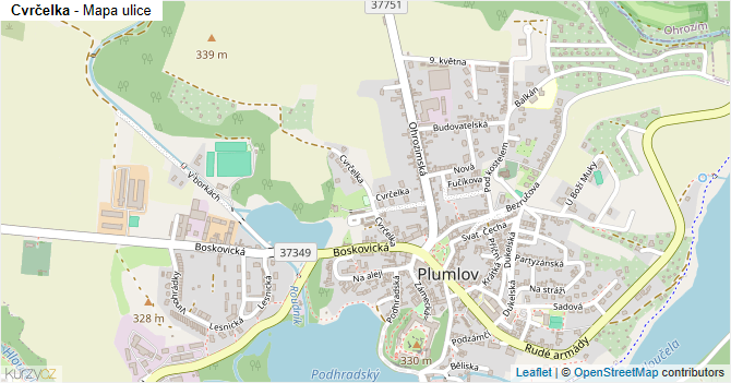 Cvrčelka - mapa ulice