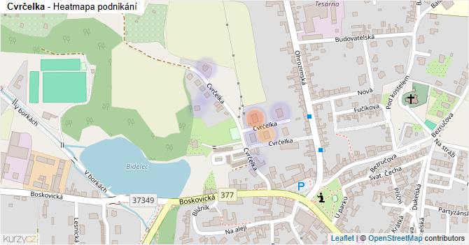 Cvrčelka - mapa podnikání
