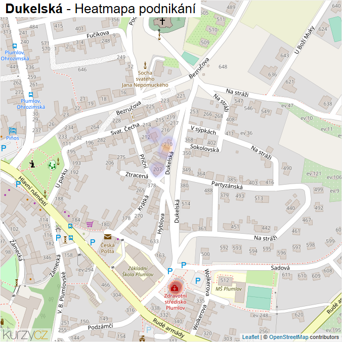 Mapa Dukelská - Firmy v ulici.
