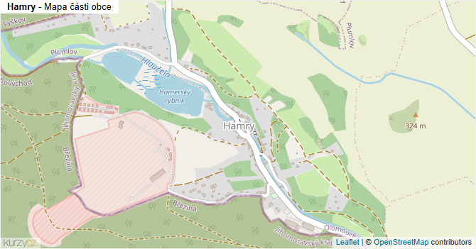 Hamry - mapa části obce