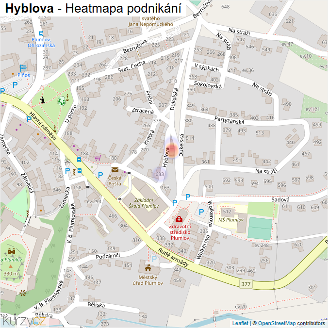 Mapa Hyblova - Firmy v ulici.