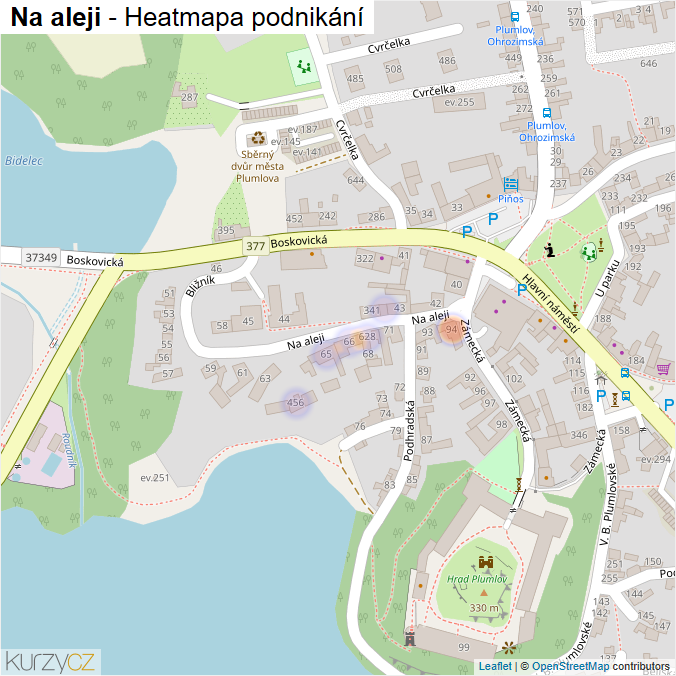 Mapa Na aleji - Firmy v ulici.