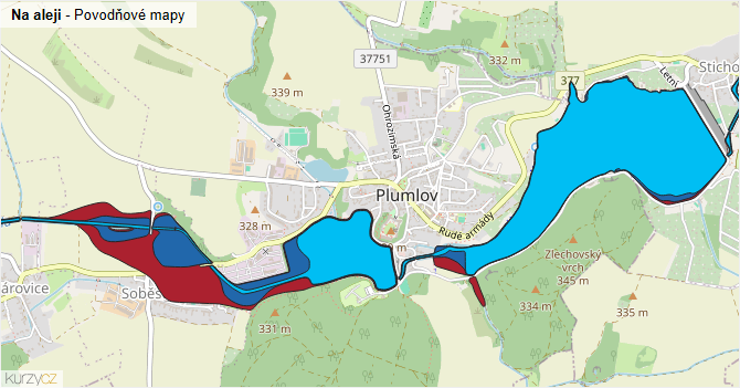 Na aleji - záplavové mapy stoleté vody