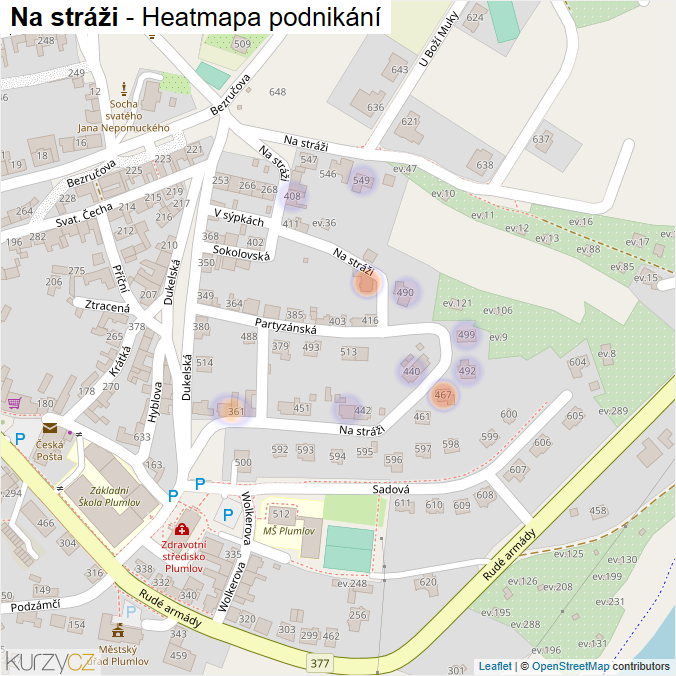 Mapa Na stráži - Firmy v ulici.