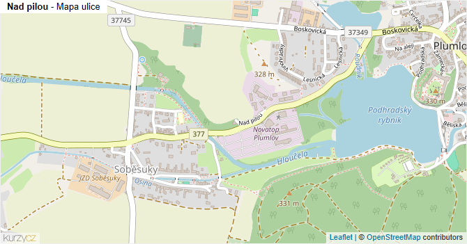 Nad pilou - mapa ulice