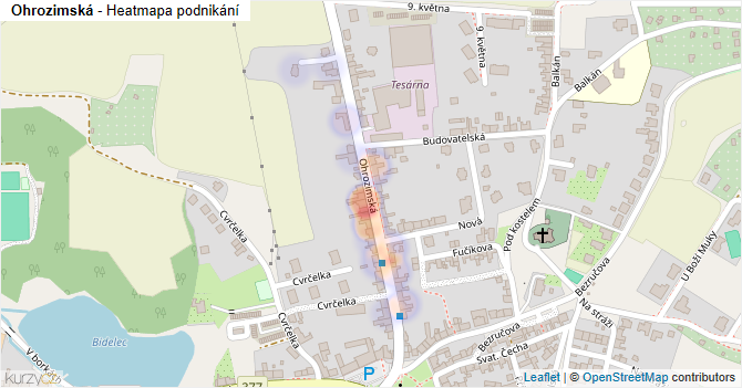 Ohrozimská - mapa podnikání