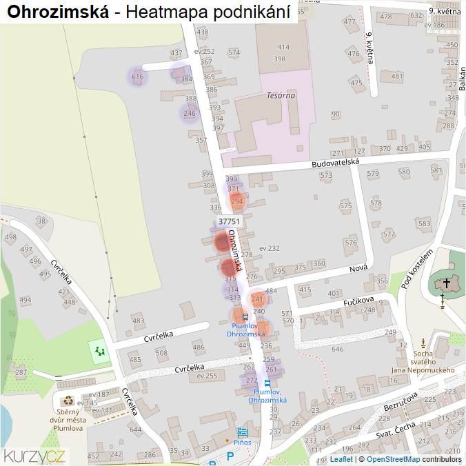 Mapa Ohrozimská - Firmy v ulici.