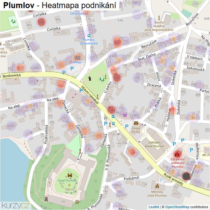 Mapa Plumlov - Firmy v části obce.