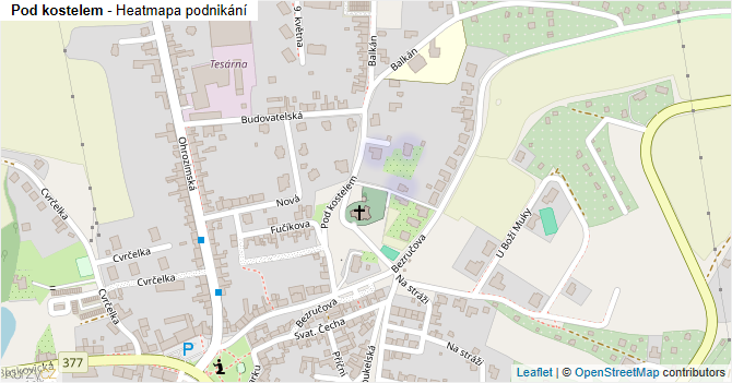 Pod kostelem - mapa podnikání