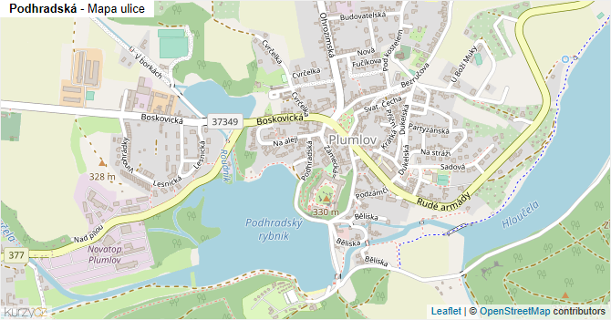 Podhradská - mapa ulice