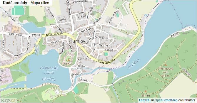 Rudé armády - mapa ulice