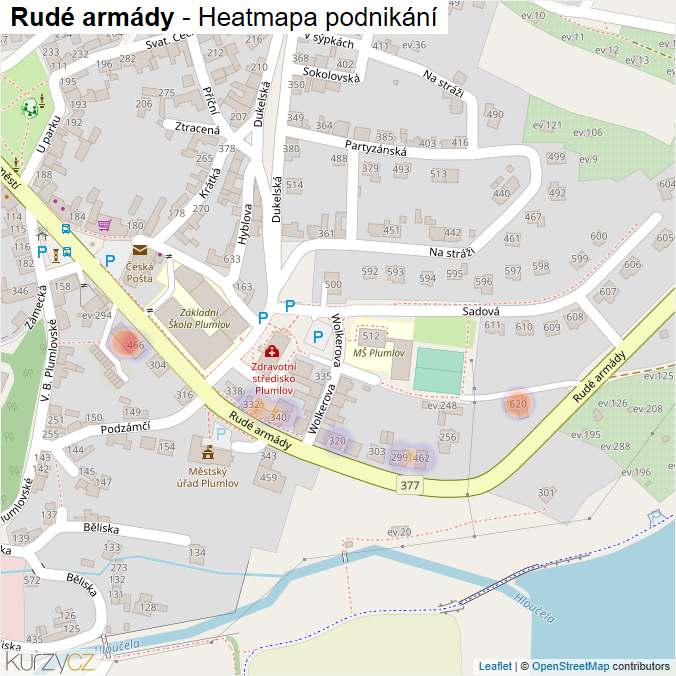 Mapa Rudé armády - Firmy v ulici.