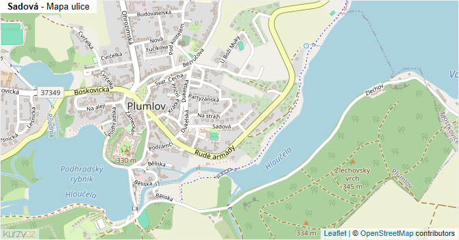 Sadová - mapa ulice