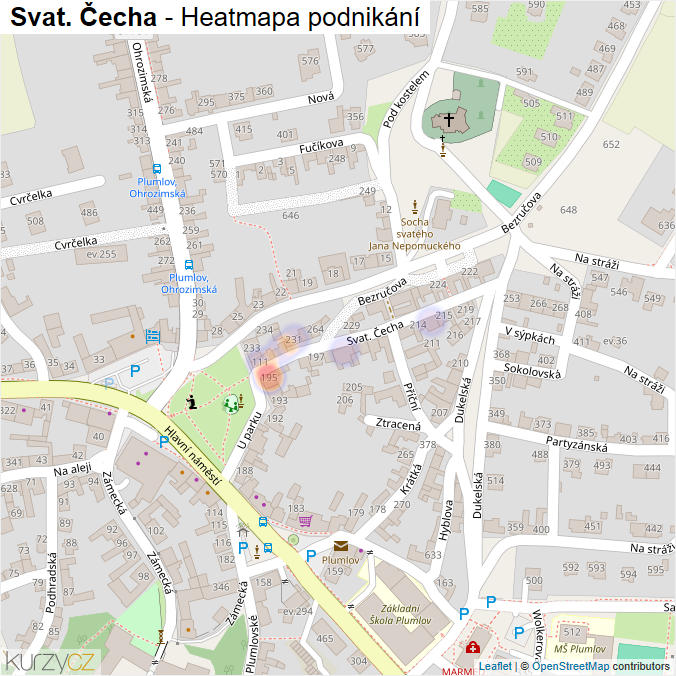 Mapa Svat. Čecha - Firmy v ulici.