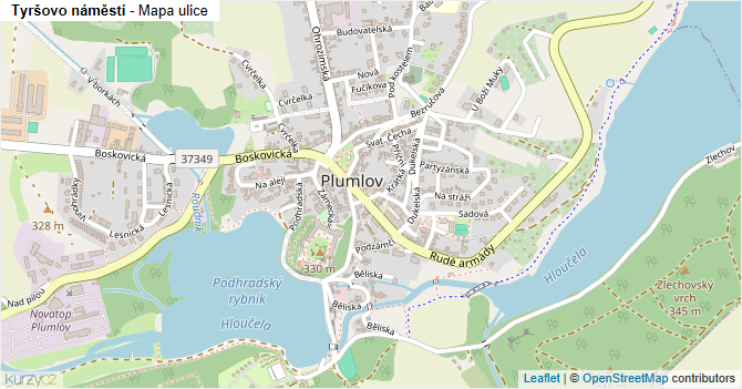 Tyršovo náměstí - mapa ulice
