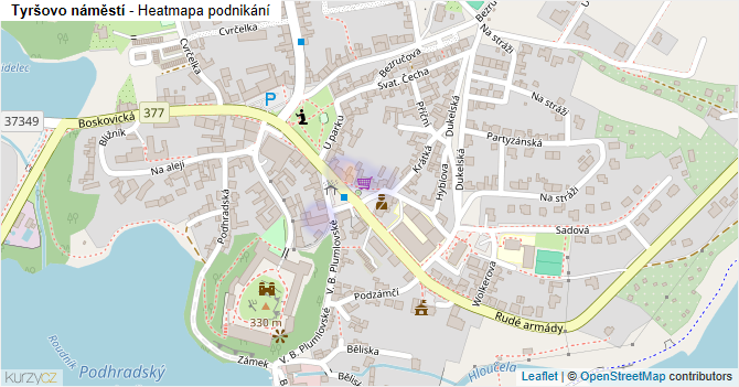 Tyršovo náměstí - mapa podnikání
