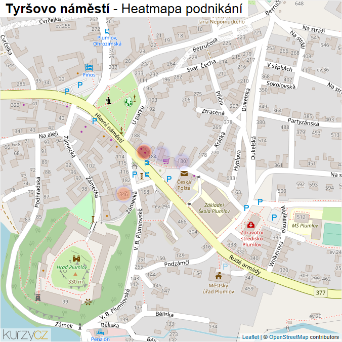 Mapa Tyršovo náměstí - Firmy v ulici.
